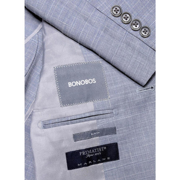 MINT Bonobos Slim Fit Mens Light Blue Gray check Sport Coat Blazer 38R Marlane